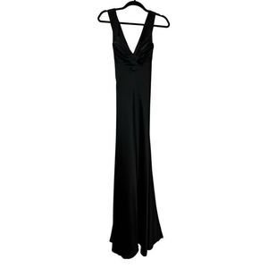 Calvin Klein Satin Sleeveless Sweetheart Ruched Black Maxi Dress Size 4